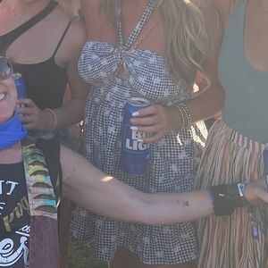 Checkered halter floral dress